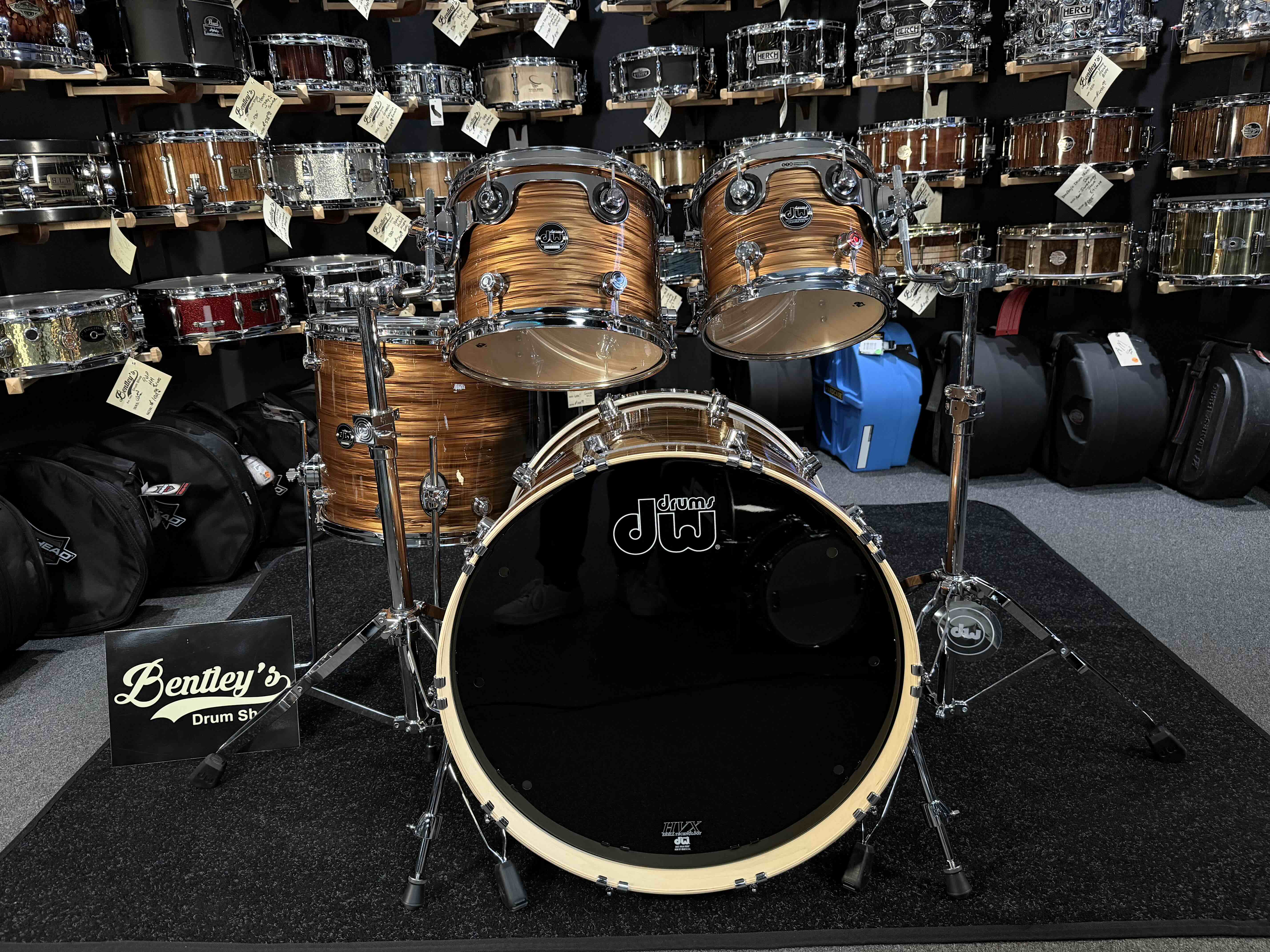 ~RARE~ DW Performance Series 4-Piece 10/12/16/22 Drum Kit Set in Bronze Oyster FinishPly
